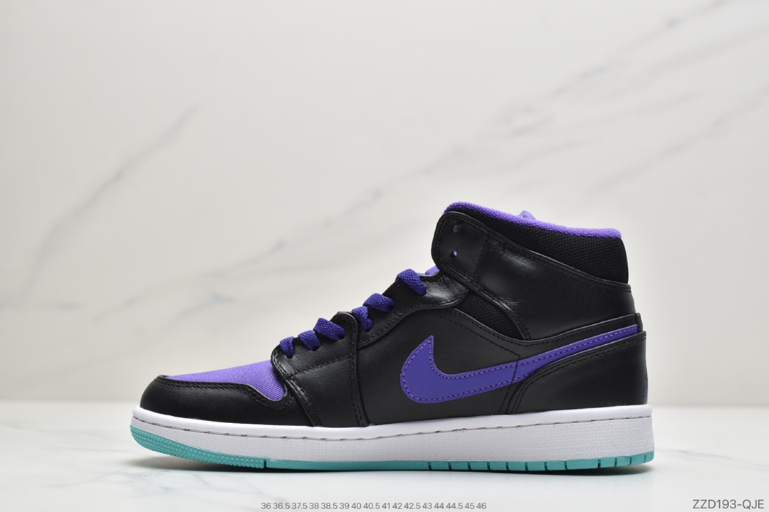 240 乔丹/Air Jordan 1 Mid 黑紫AJ1 乔1 中帮百搭休闲运动板鞋554724-015
