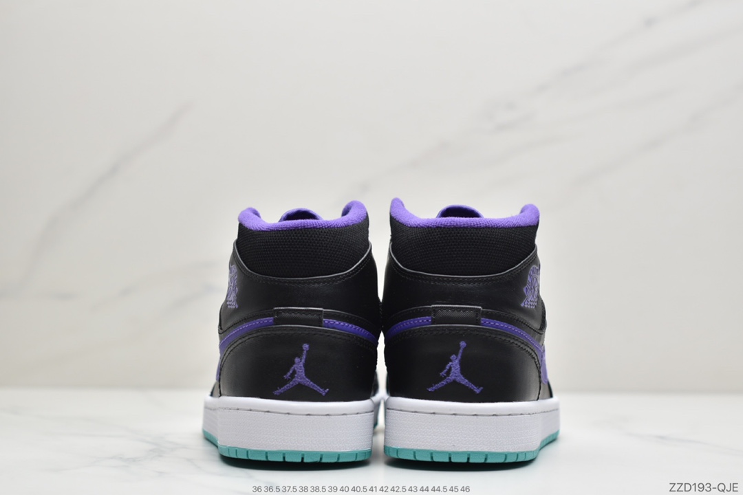 240 乔丹/Air Jordan 1 Mid 黑紫AJ1 乔1 中帮百搭休闲运动板鞋554724-015