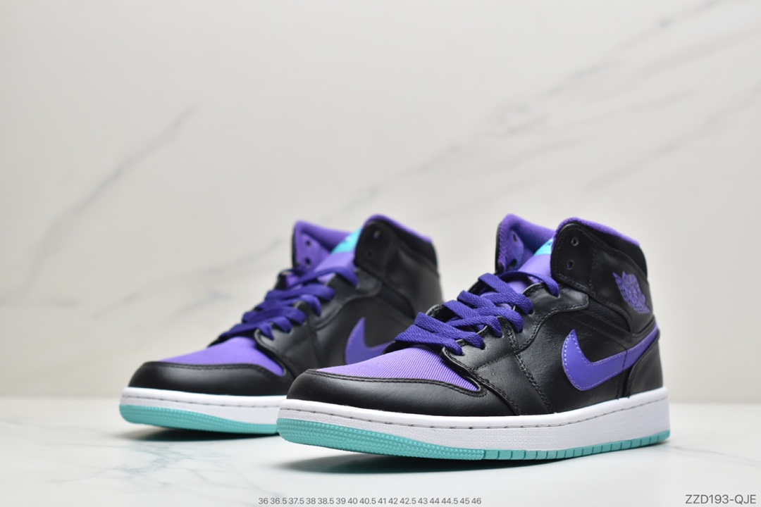240 乔丹/Air Jordan 1 Mid 黑紫AJ1 乔1 中帮百搭休闲运动板鞋554724-015