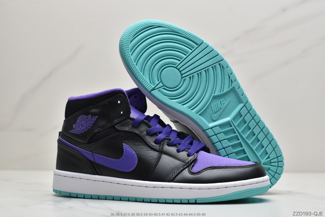 240 乔丹/Air Jordan 1 Mid 黑紫AJ1 乔1 中帮百搭休闲运动板鞋554724-015