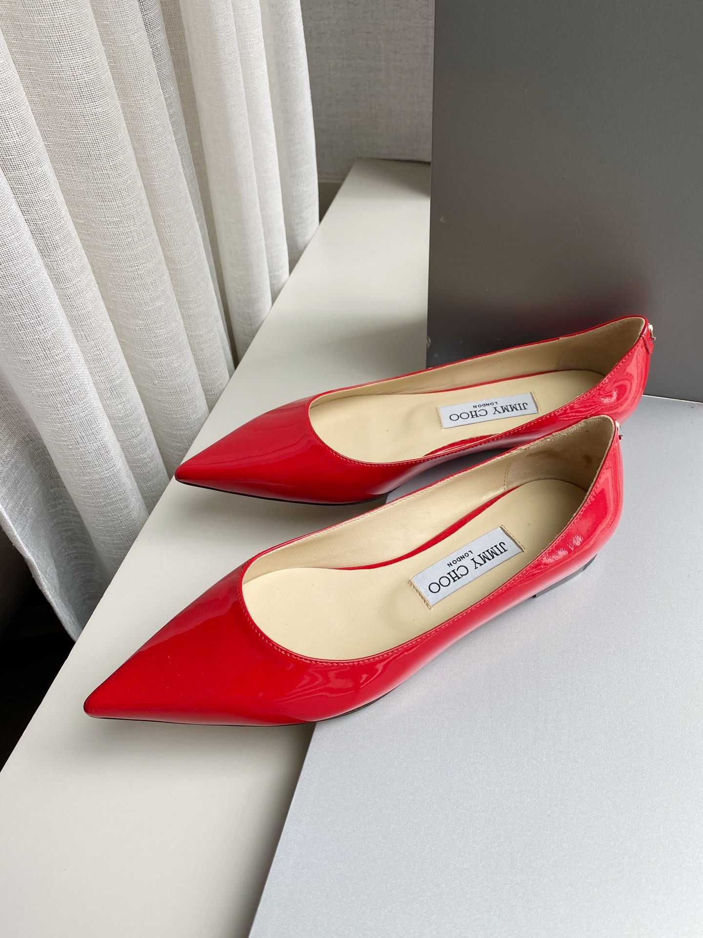 JIMMY CHOO Pointed Toe Pumps Imported Patent Leather Full Grain Crystal Sheepskin Italian Genuine Leather Outsole 1.0/6.5/8.5cm