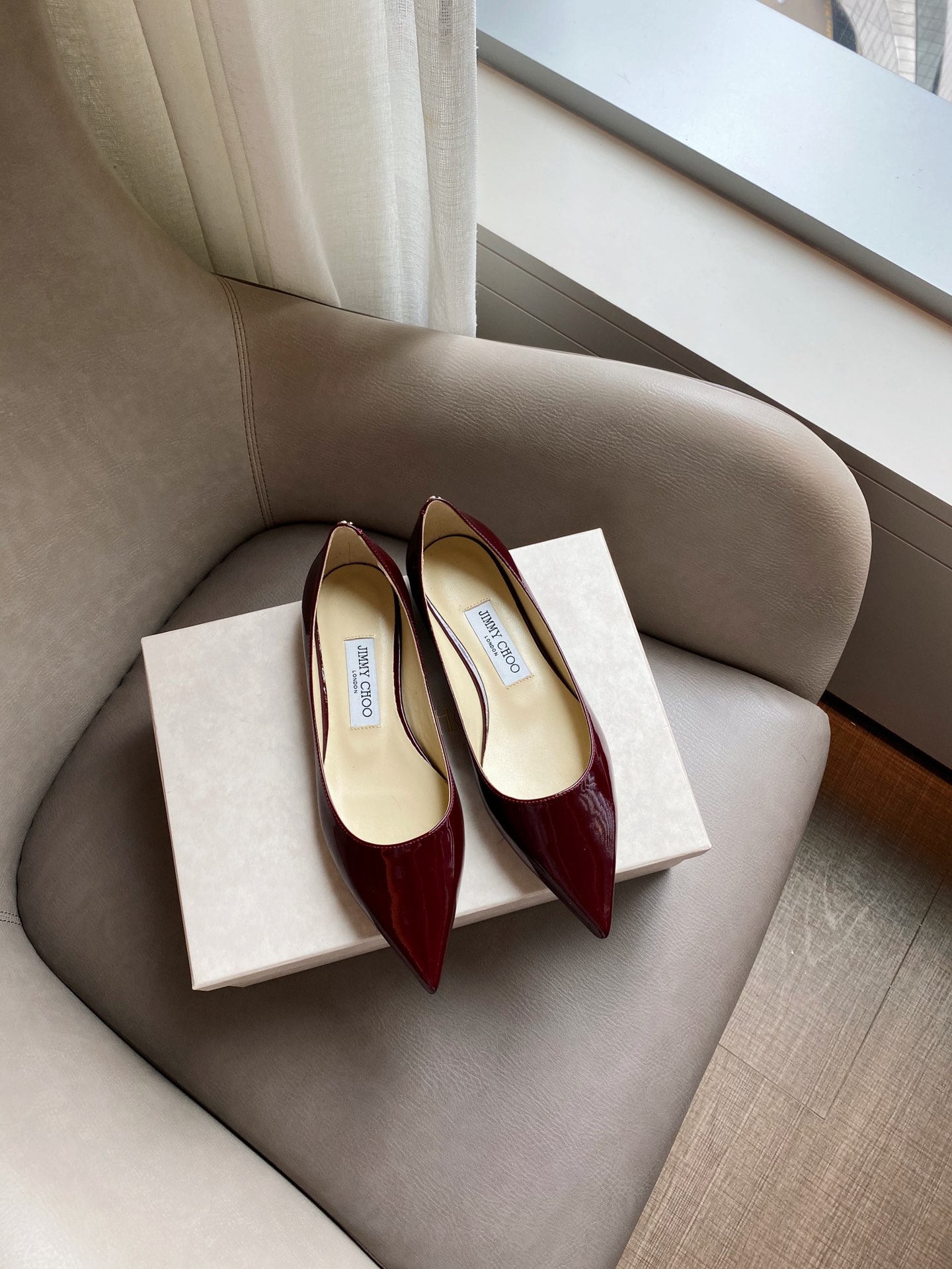 JIMMY CHOO Pointed Toe Pumps Imported Patent Leather Full-Grain Crystal Sheepskin Italian Genuine Leather Outsole 1.0/6.5/8.5cm