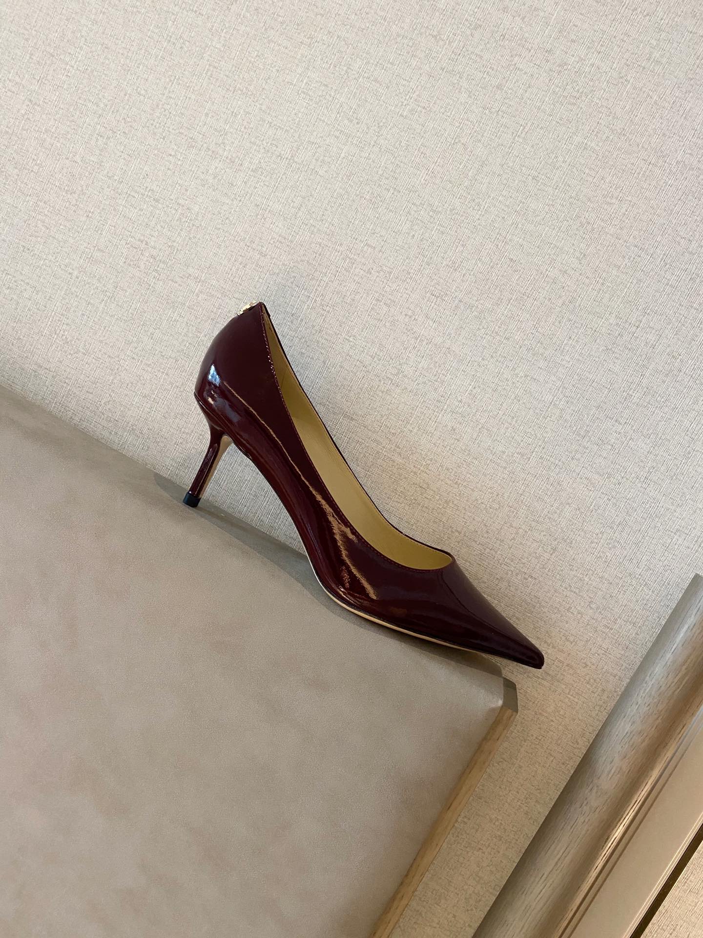 JIMMY CHOO Pointed Toe Pumps Imported Patent Leather Full Grain Crystal Sheepskin Italian Genuine Leather Outsole 1.0/6.5/8.5cm