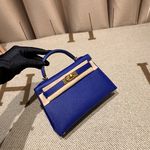 Hermes Kelly Handbags Crossbody & Shoulder Bags Blue Epsom Mini