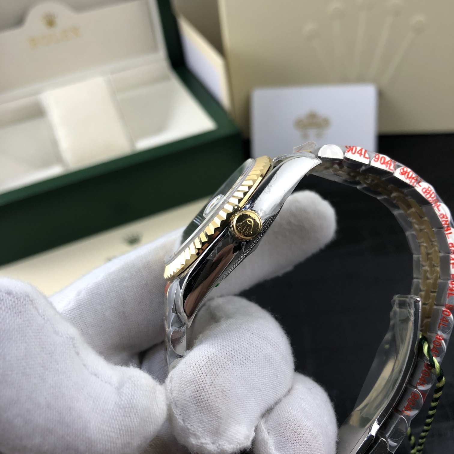 Rolex 皇家 劳力士日志系列36尺寸橄榄绿间黄金女表