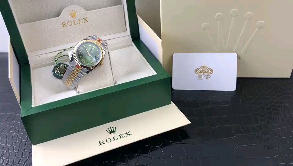 Rolex 皇家 劳力士日志系列36尺寸橄榄绿间黄金女表