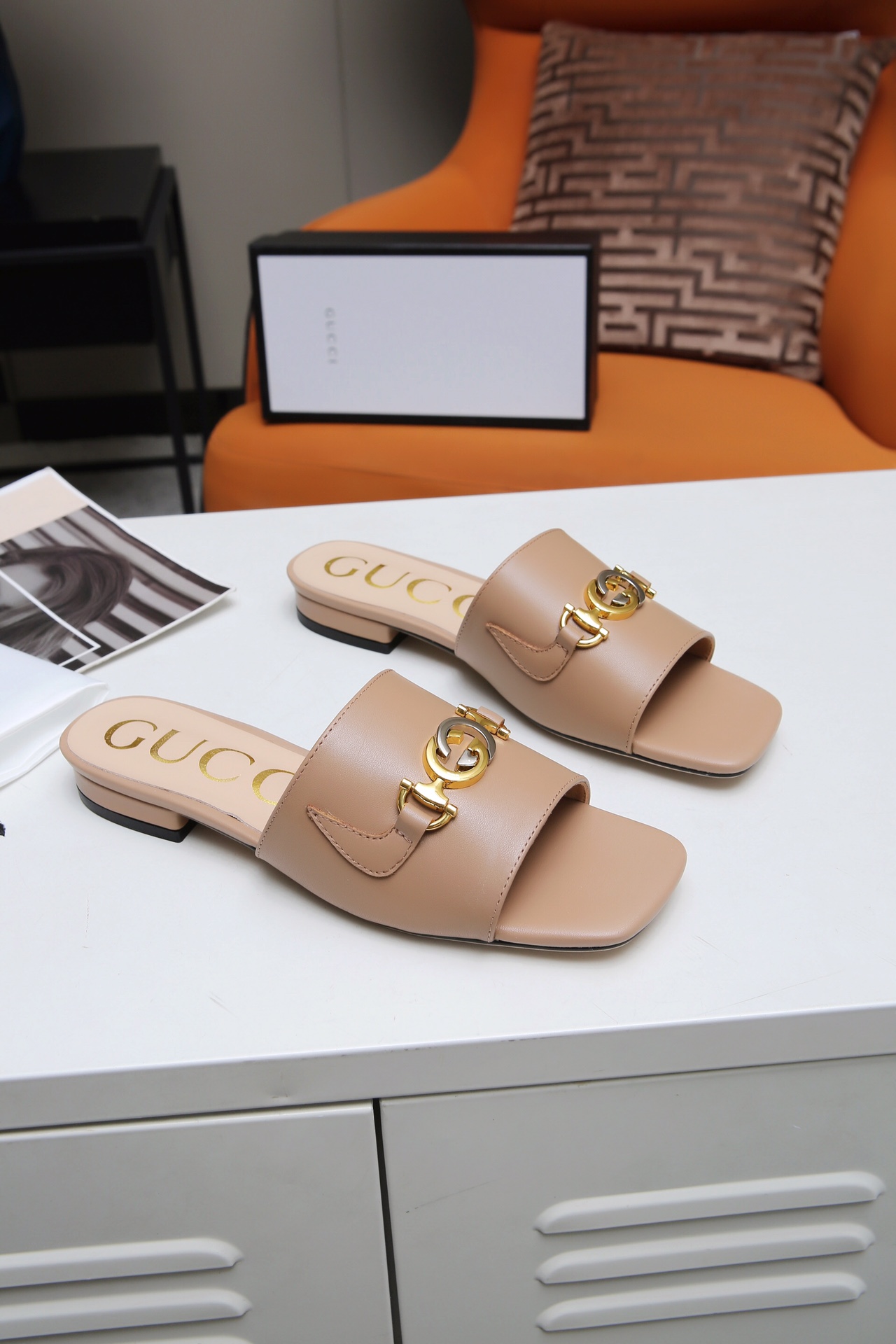 Gucci GG Leather Mules Slides Beige Classic Double G Buckle Sandals 2 i1607789047 6589 5
