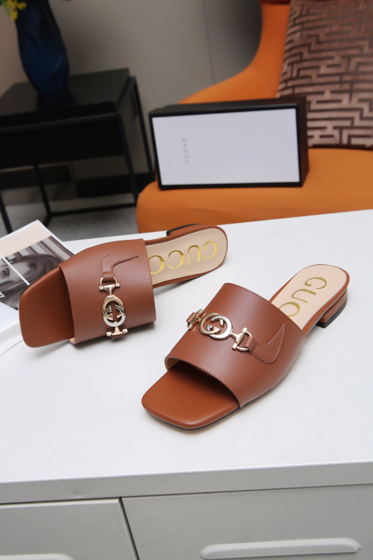 Gucci Leather Slide Sandal with Double G - Comfortable & Stylish 6 i1607789118 1386 5