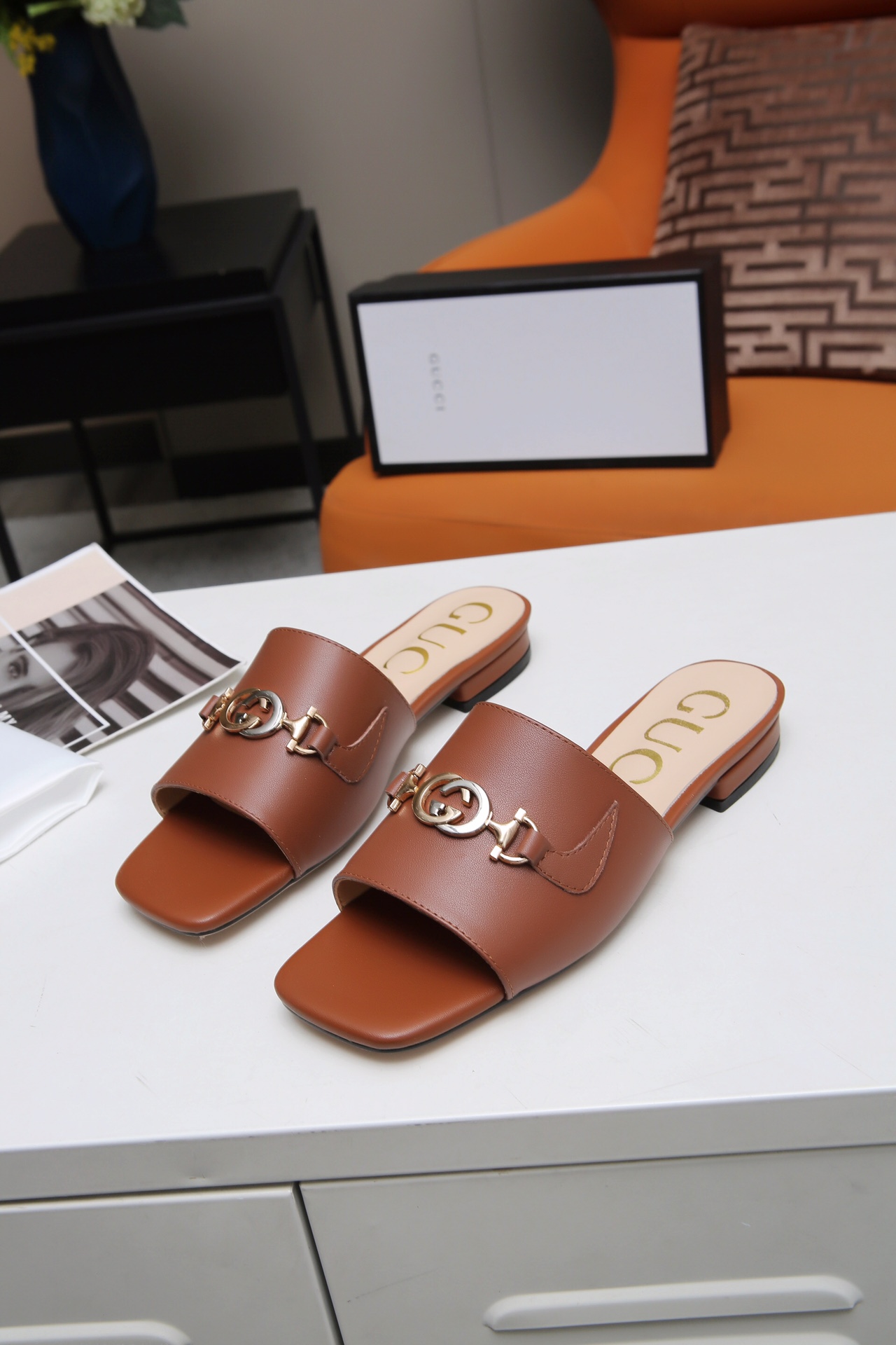 Gucci Leather Slide Sandal with Double G - Comfortable & Stylish 5 i1607789118 643 3