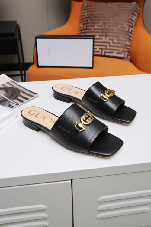 Gucci Leather Slide Sandal with Double G Gold Buckle - Comfortable Low Heel 13 Gucci Leather Slide Sandal with Double G Gold Buckle - Comfortable Low Heel