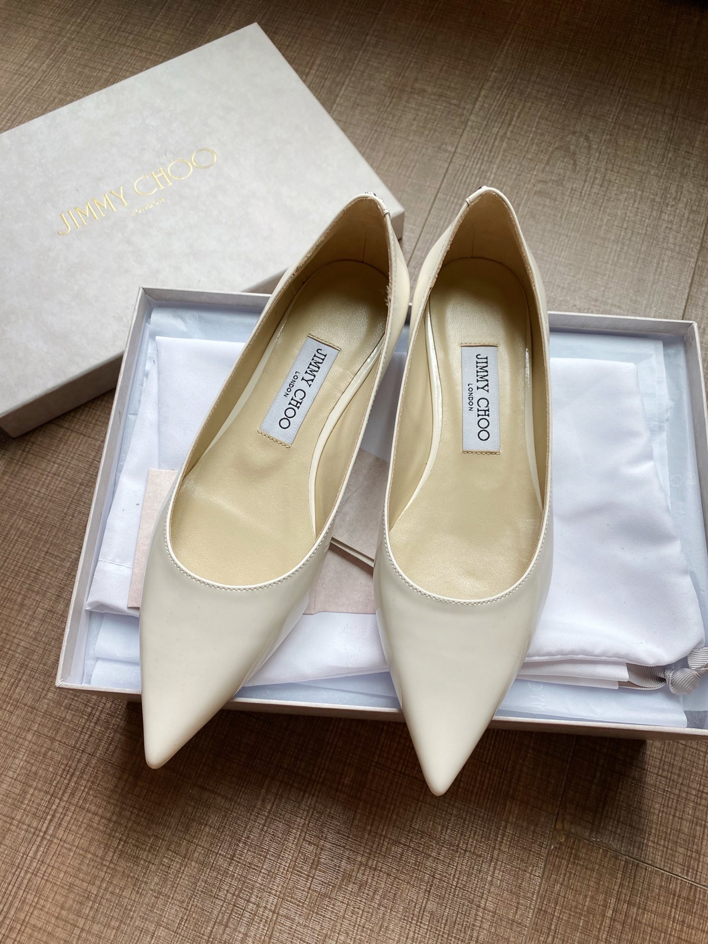 JIMMY CHOO Pointed Toe Pumps Imported Patent Leather Full-Grain Crystal Sheepskin Italian Genuine Leather Sole 1.0/6.5/8.5cm