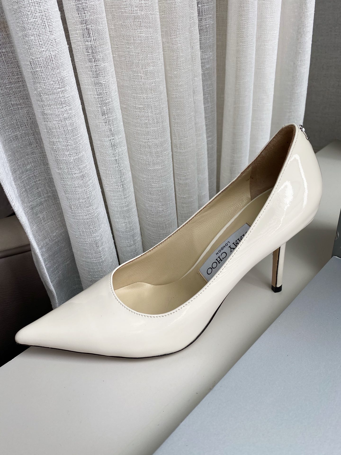 JIMMY CHOO Pointed Toe Pumps Imported Patent Leather Full Grain Crystal Lambskin Italian Genuine Leather Outsole 1.0/6.5/8.5cm