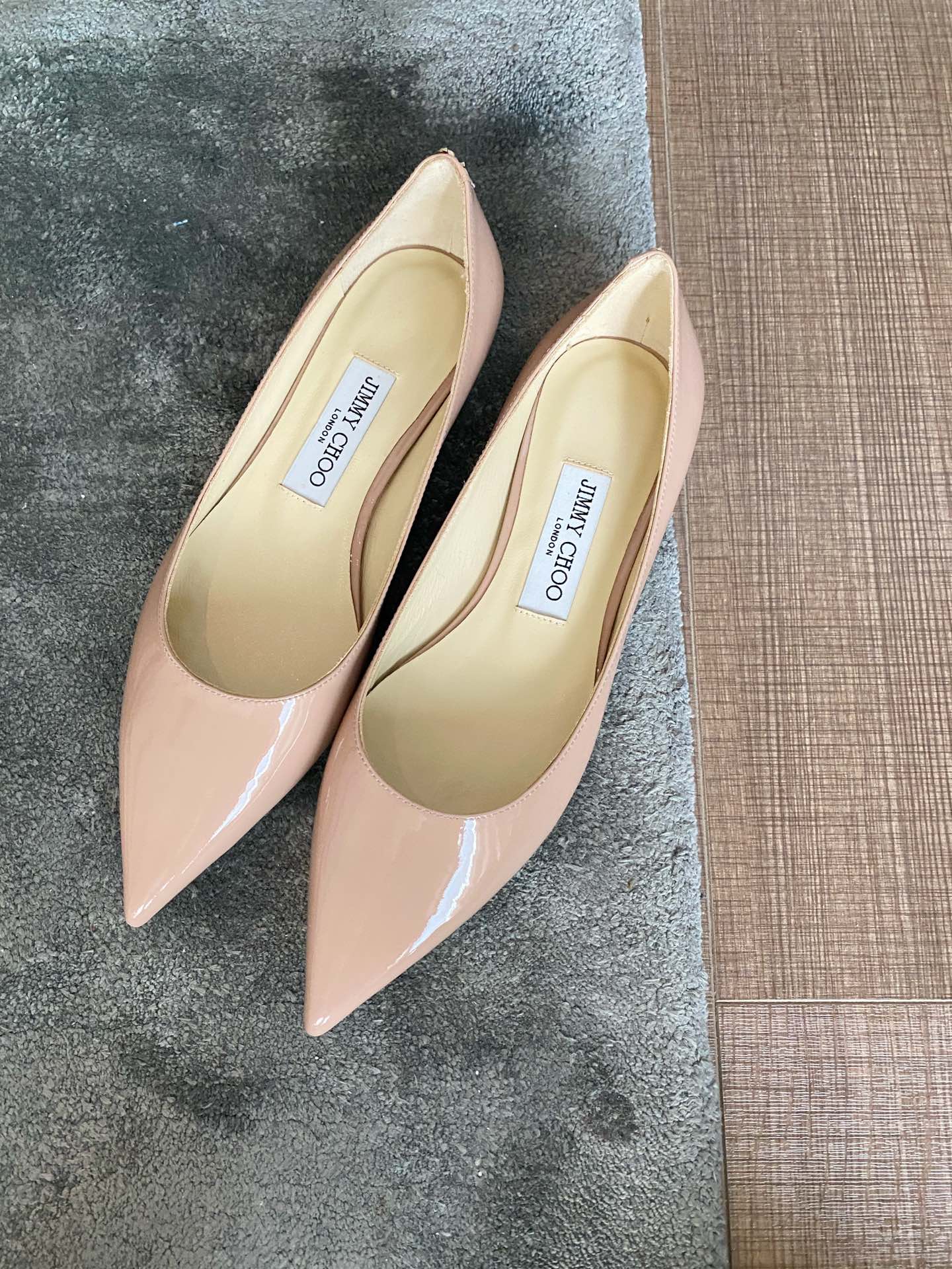 JIMMY CHOO Pointed Toe Pumps Imported Patent Leather Full Grain Crystal Sheepskin Italian Genuine Leather Outsole 1.0/6.5/8.5cm
