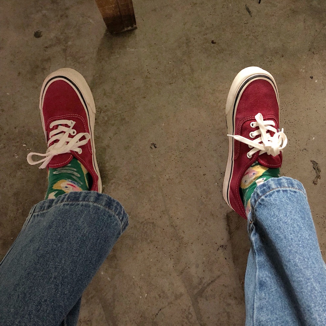 上脚素材# Vans Authentic 44 DX  安纳海姆 麂皮酒红