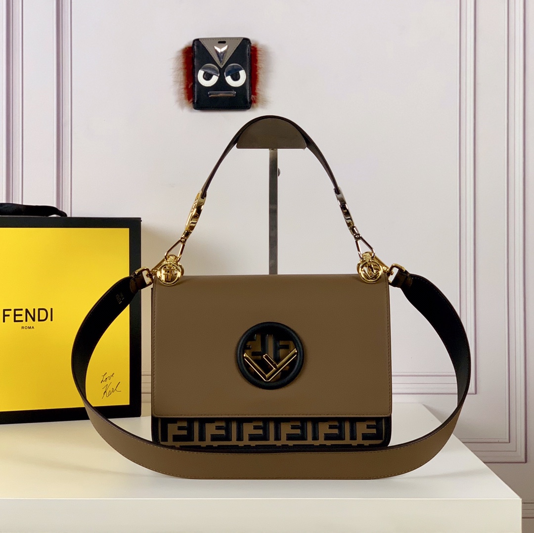 Fendi Lusso
 Borse Borsette Falso di alta qualità
 Oro Stampa Pelle vitello bovina