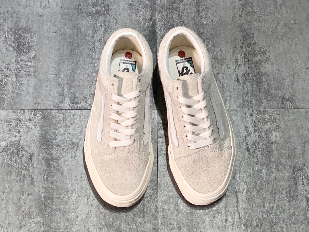 150 Blends联名Vans Old Skool ComfyCush 黑白麂皮骨头图案帆布鞋