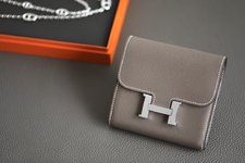 Hermes Constance Wallet Elephant Grey Silver Hardware 925 Epsom H012088