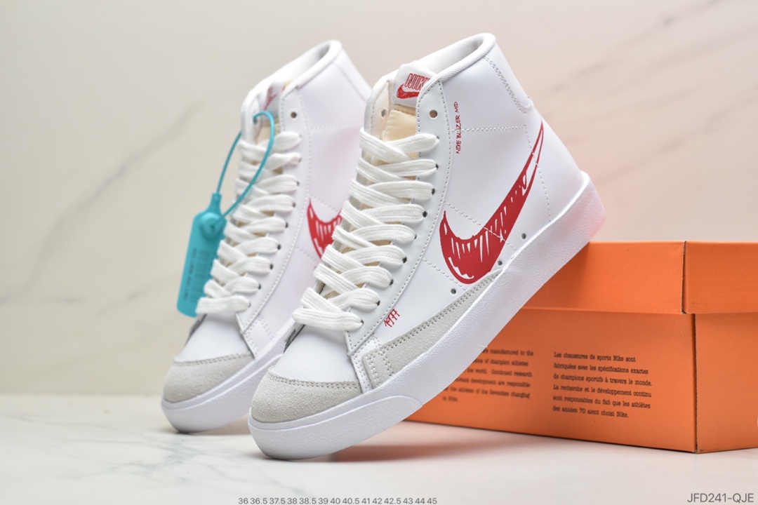 170 公司级耐克 Nike Blazer Mid VNTG ‘77 开拓者 “涂鸦 黑勾”复古经典中帮百搭休闲运动板鞋 CW7580-200