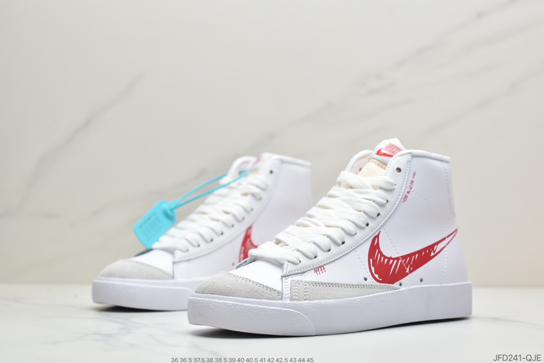 170 公司级耐克 Nike Blazer Mid VNTG ‘77 开拓者 “涂鸦 黑勾”复古经典中帮百搭休闲运动板鞋 CW7580-200