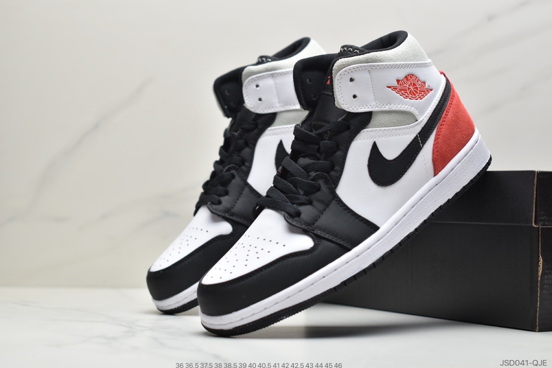200 公司级Air Jordan 1 Mid SE 黑白红尾 852542-100