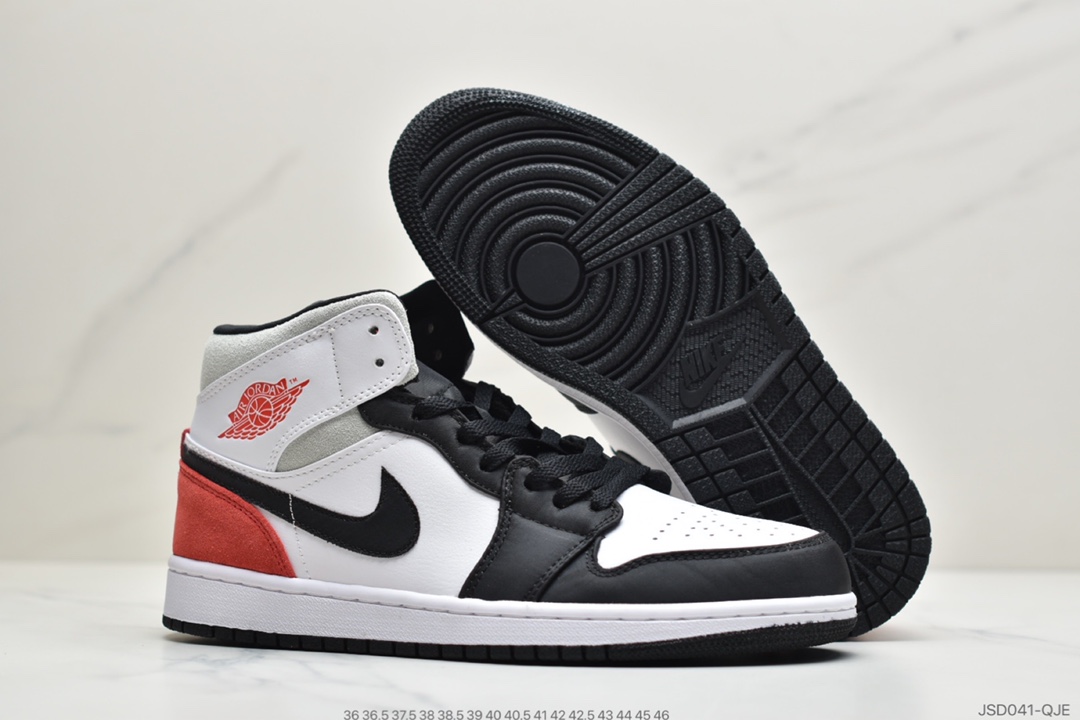 200 公司级Air Jordan 1 Mid SE 黑白红尾 852542-100