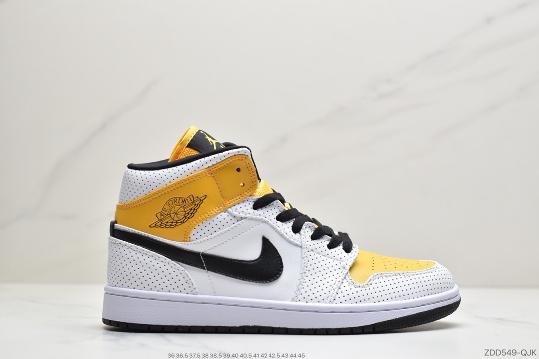220 公司级乔丹Air Jordan 1 Mid 黑白橘AJ1 乔1 中帮百搭休闲运动板鞋BQ6472-107