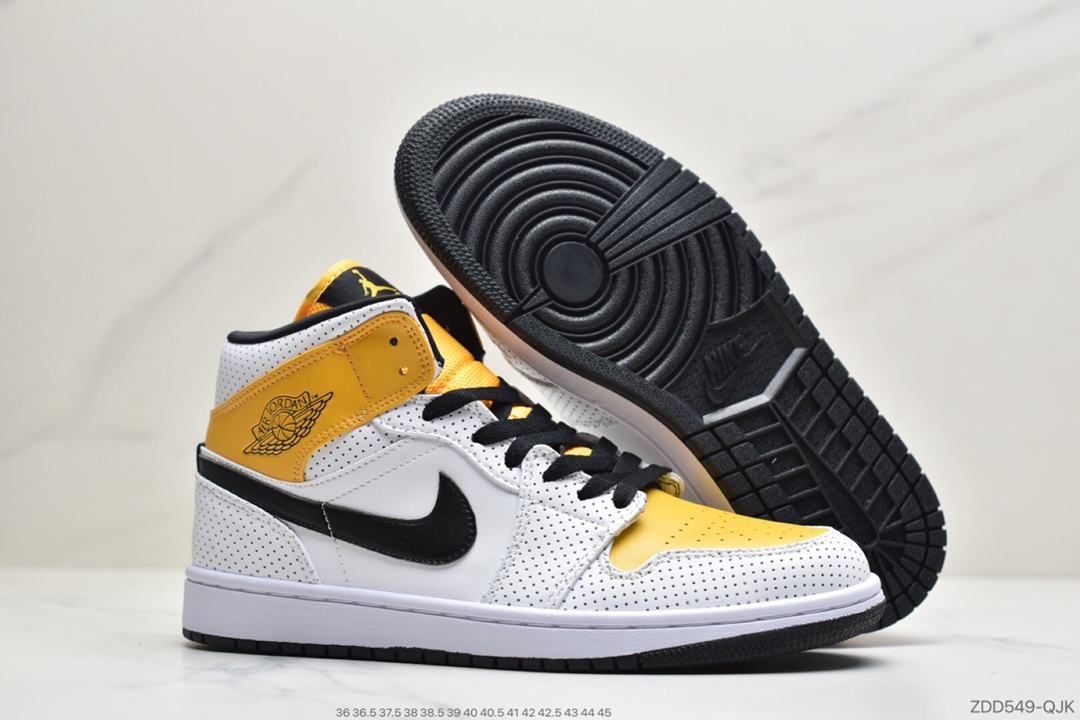 220 公司级乔丹Air Jordan 1 Mid 黑白橘AJ1 乔1 中帮百搭休闲运动板鞋BQ6472-107