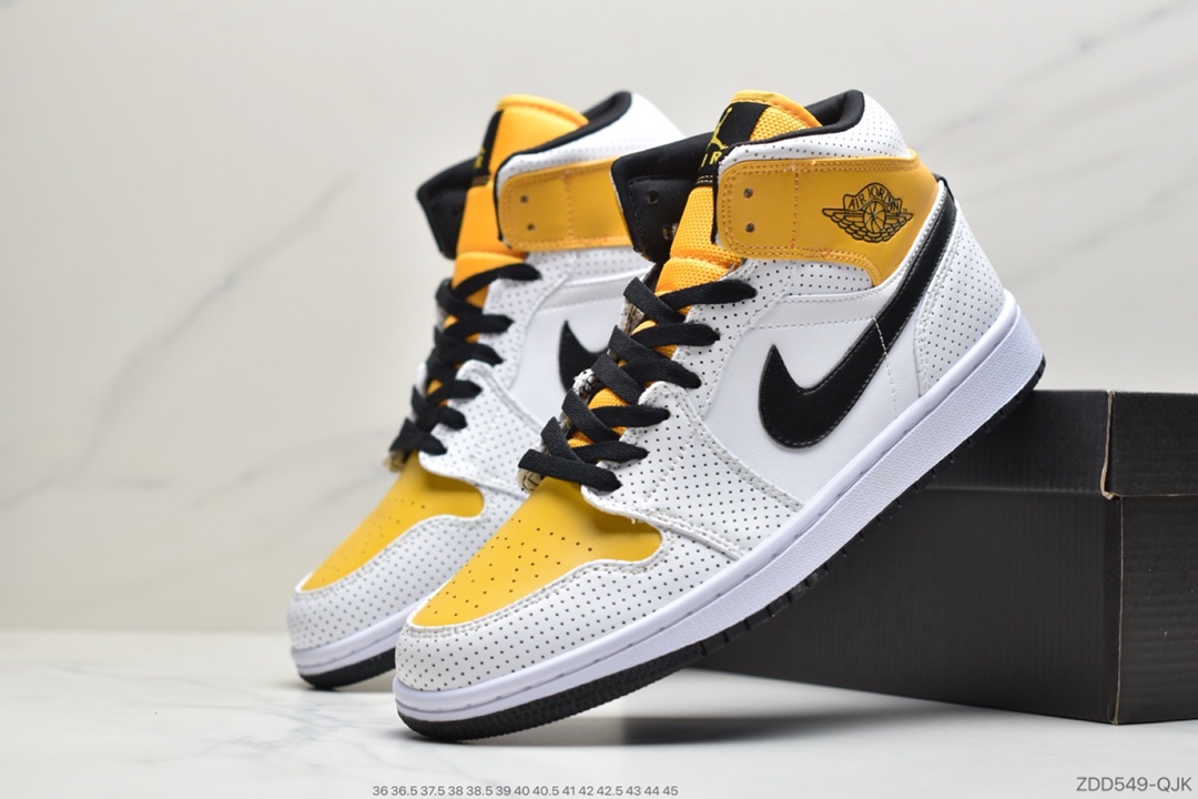 220 公司级乔丹Air Jordan 1 Mid 黑白橘AJ1 乔1 中帮百搭休闲运动板鞋BQ6472-107