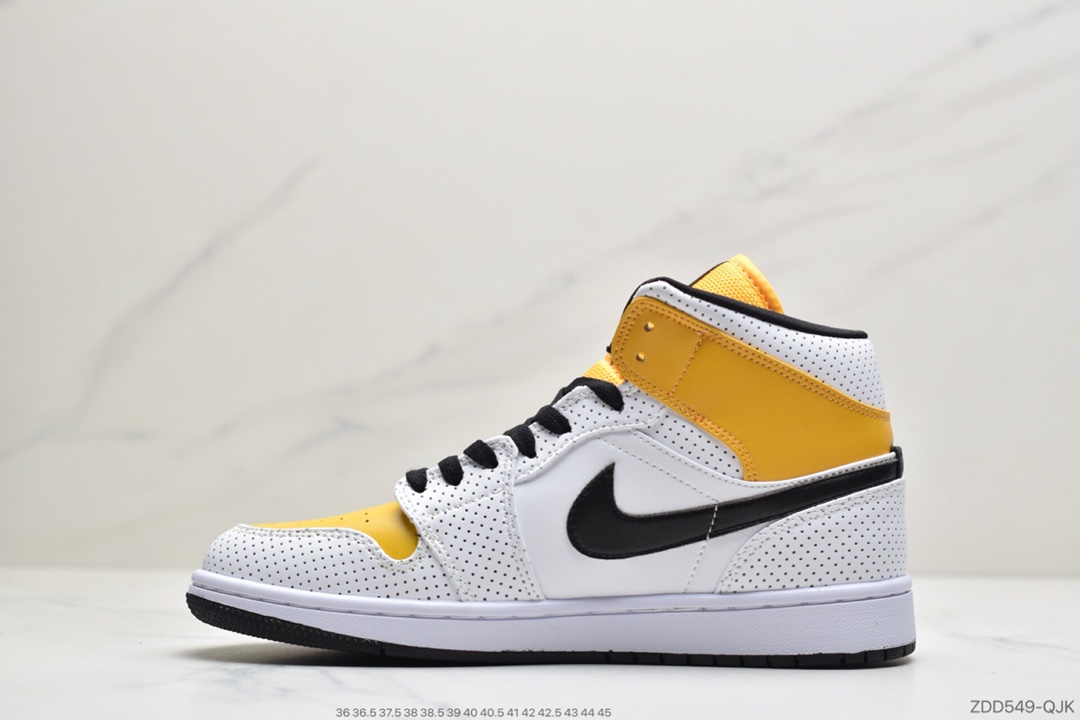 220 公司级乔丹Air Jordan 1 Mid 黑白橘AJ1 乔1 中帮百搭休闲运动板鞋BQ6472-107