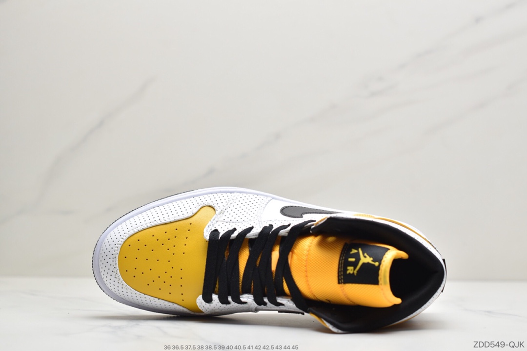 220 公司级乔丹Air Jordan 1 Mid 黑白橘AJ1 乔1 中帮百搭休闲运动板鞋BQ6472-107