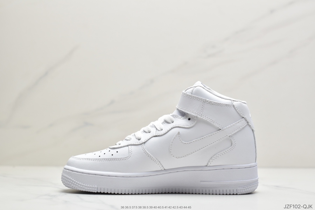 145 Nike Air Force 1 Mid '07 GS”White/White”空军一号中帮经典百搭休闲运动板鞋“纯白”314195-113