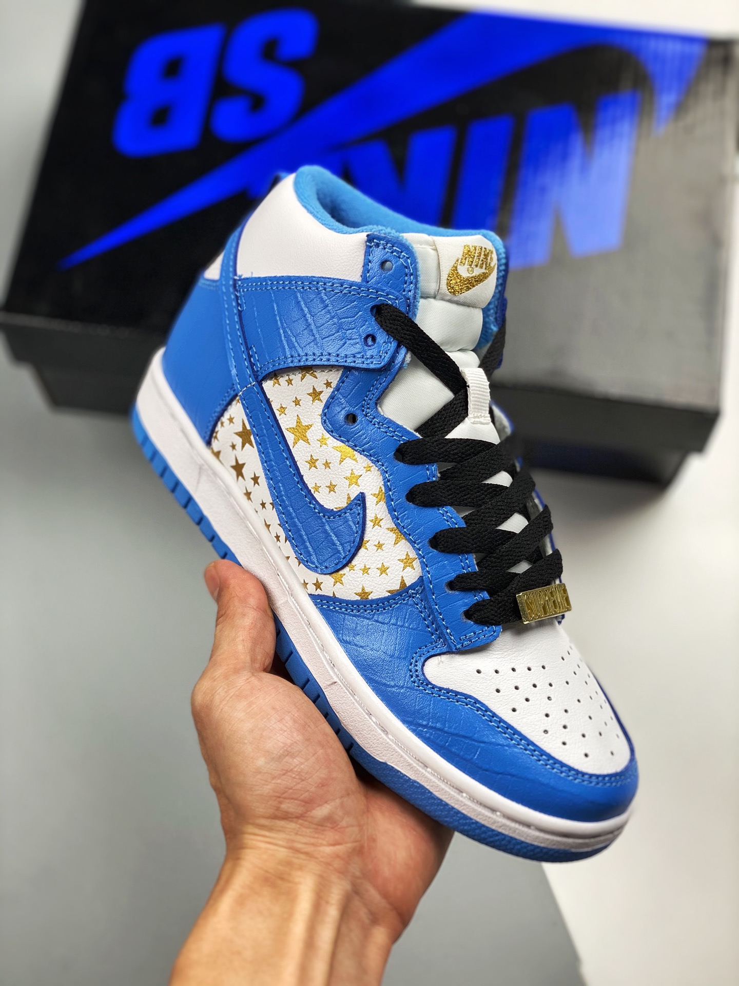 Nike SB Dunk High «Team Crimson» azul/blanco de los Cavaliers, zapatillas de skate casual de caña alta, númer…
