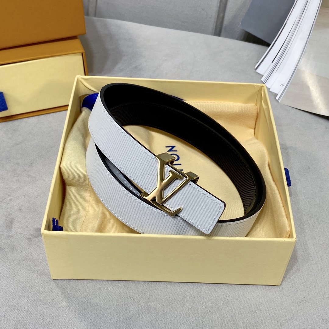 Louis Vuitton Top
 Belts Black White Calfskin Cowhide