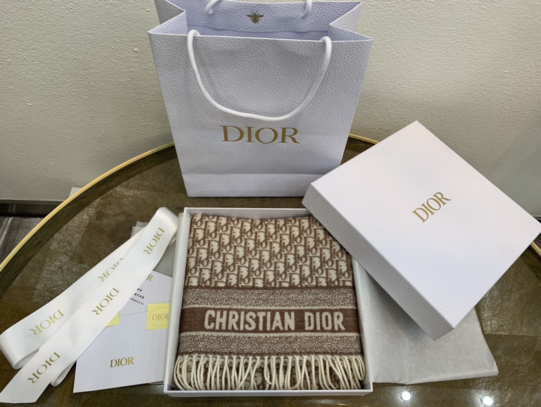 Dior迪奥经典老花 Oblique 印花新版羊绒围巾01CDO309I093_C340