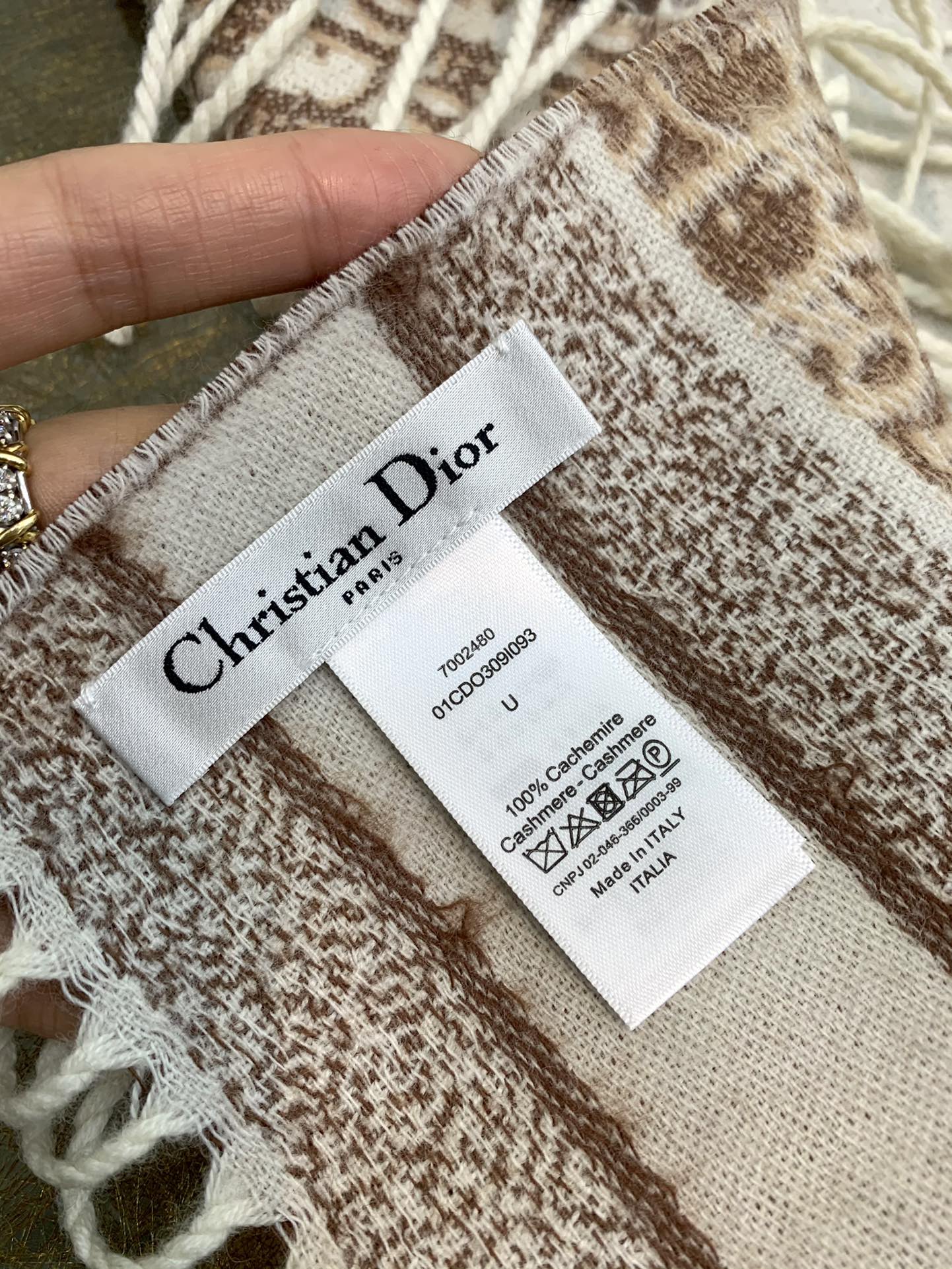 Dior迪奥经典老花 Oblique 印花新版羊绒围巾01CDO309I093_C340
