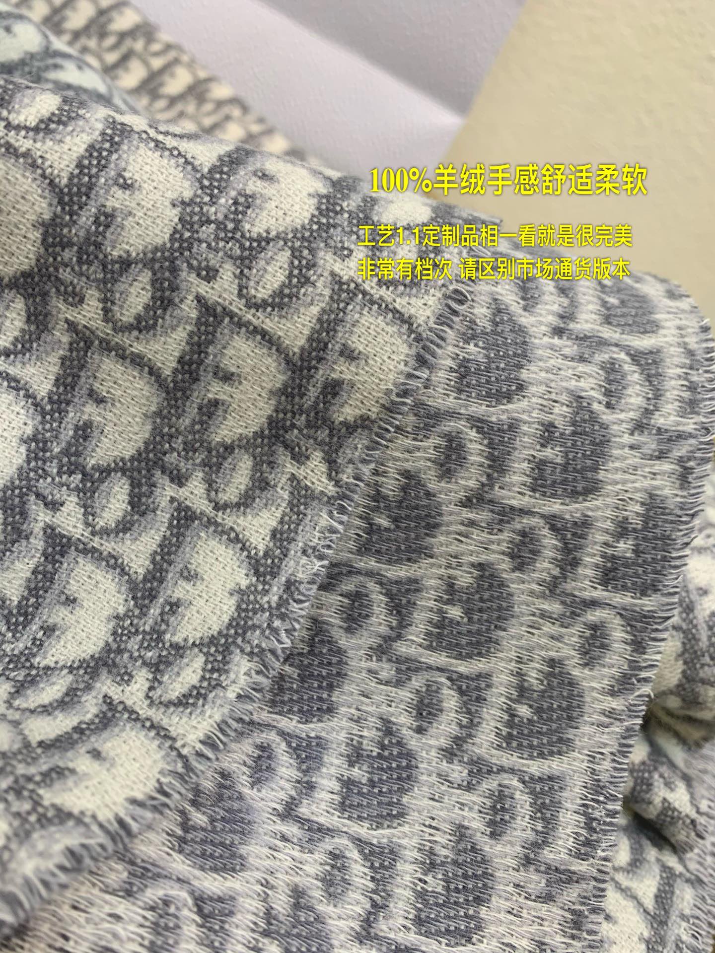 Dior迪奥经典老花 Oblique 印花新版羊绒围巾01CDO309I093_C340