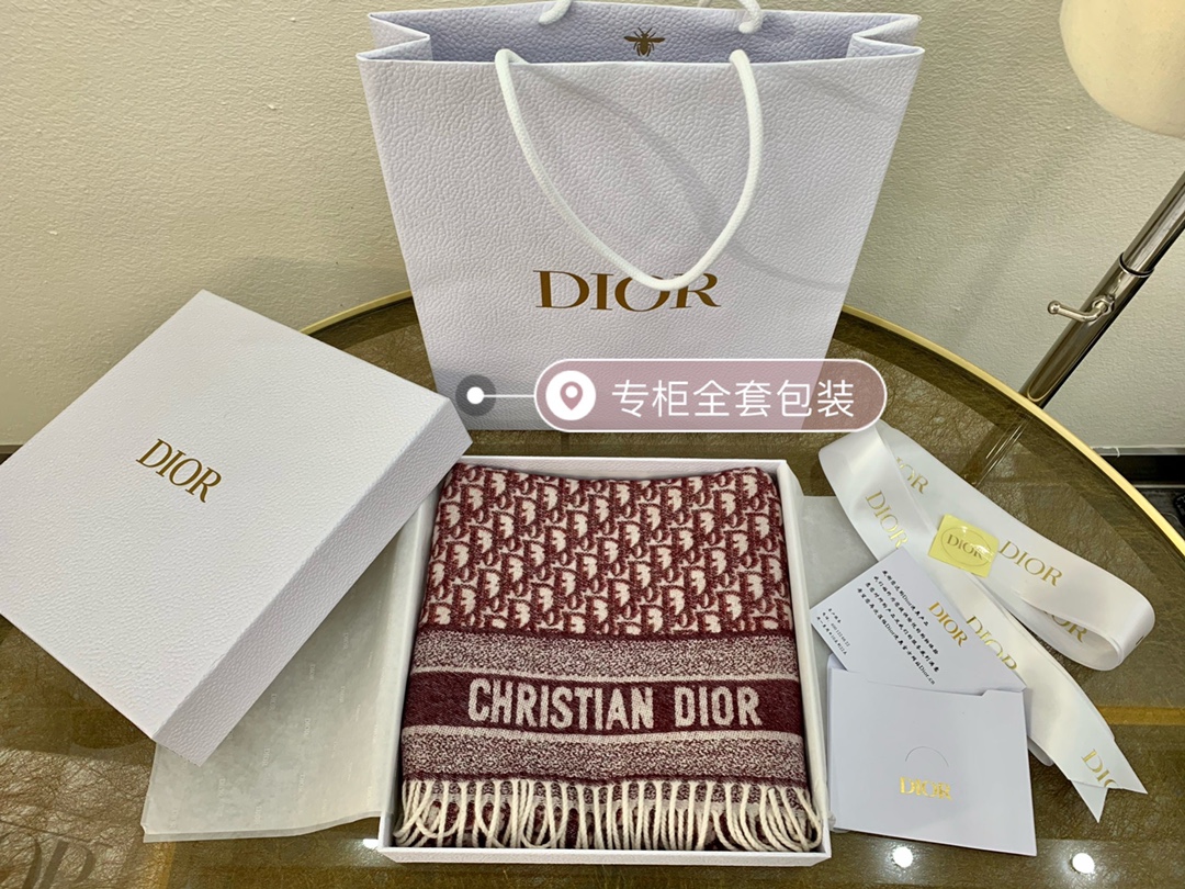 Dior迪奥经典老花 Oblique 印花新版羊绒围巾01CDO309I093_C340