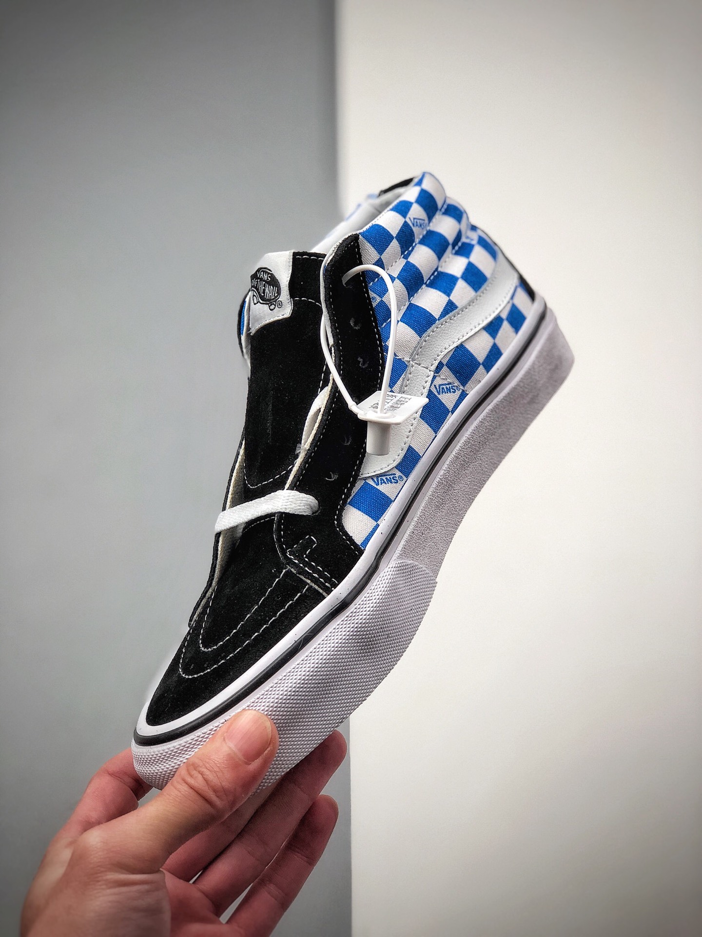 150  Vans范斯官方 蓝白棋盘格 男鞋女鞋Sk8-Mid中帮板鞋运动鞋
