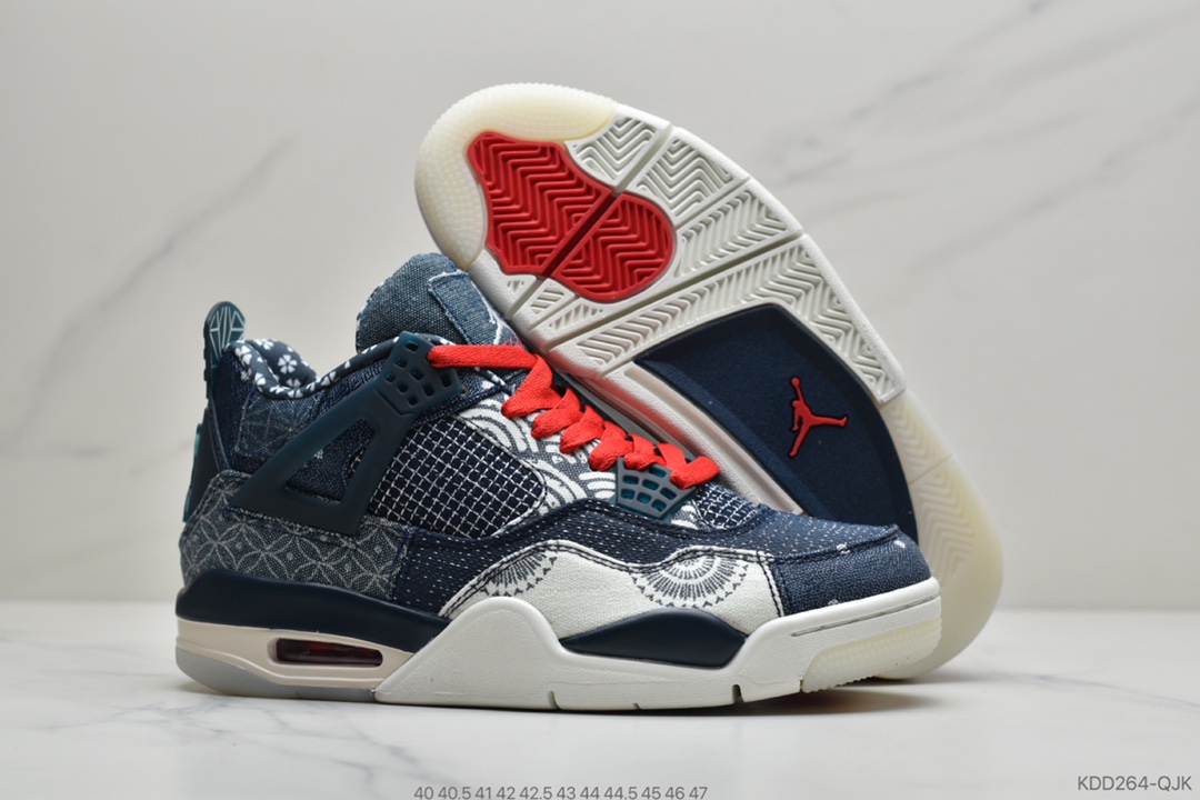450 公司级 Air Jodan 4 Retro”Deep Ocean” 蓝白牛仔 刺子绣 CW0898-400