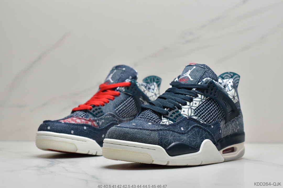 450 公司级 Air Jodan 4 Retro”Deep Ocean” 蓝白牛仔 刺子绣 CW0898-400