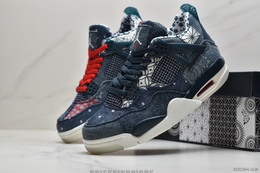 450 公司级 Air Jodan 4 Retro”Deep Ocean” 蓝白牛仔 刺子绣 CW0898-400