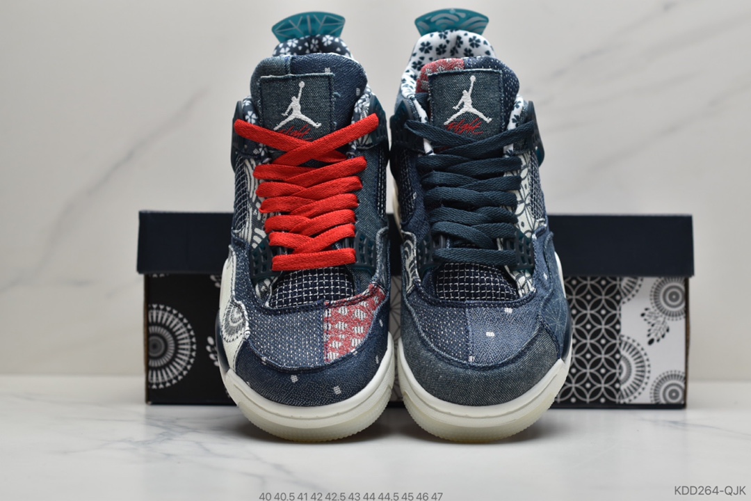 450 公司级 Air Jodan 4 Retro”Deep Ocean” 蓝白牛仔 刺子绣 CW0898-400