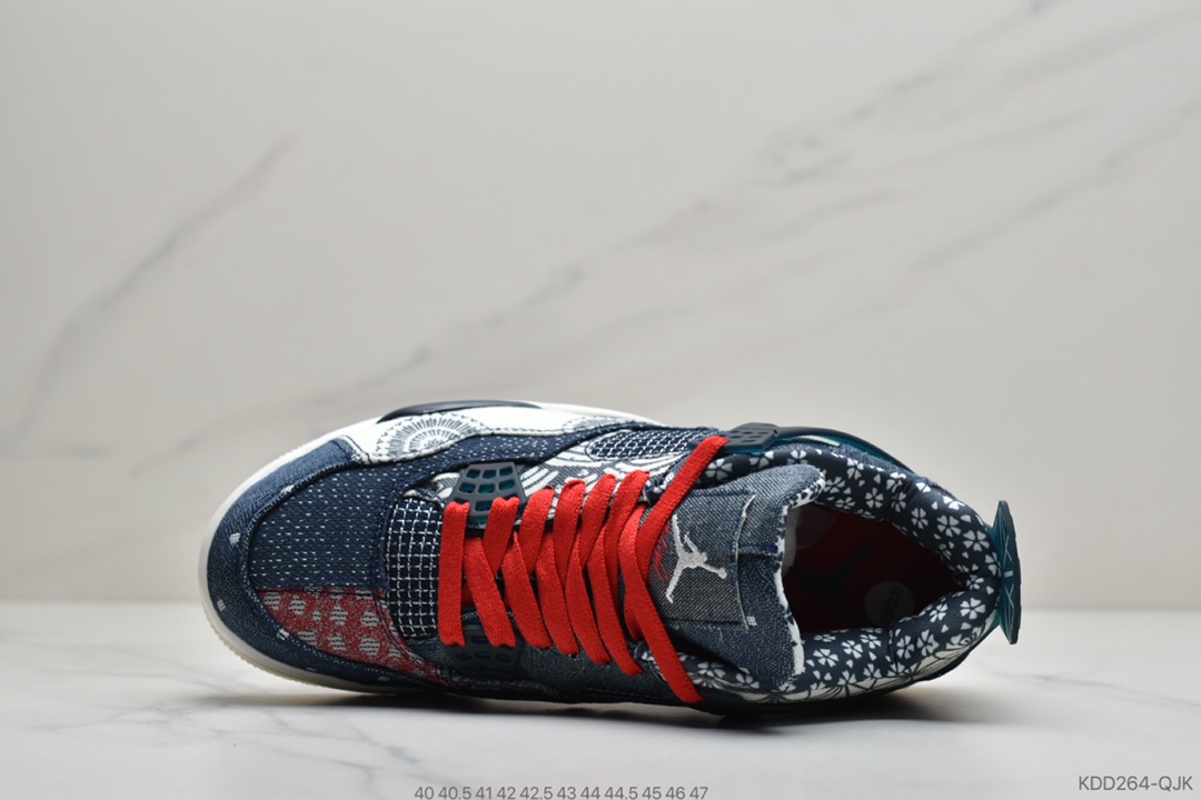 450 公司级 Air Jodan 4 Retro”Deep Ocean” 蓝白牛仔 刺子绣 CW0898-400