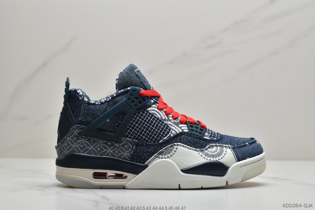 450 公司级 Air Jodan 4 Retro”Deep Ocean” 蓝白牛仔 刺子绣 CW0898-400