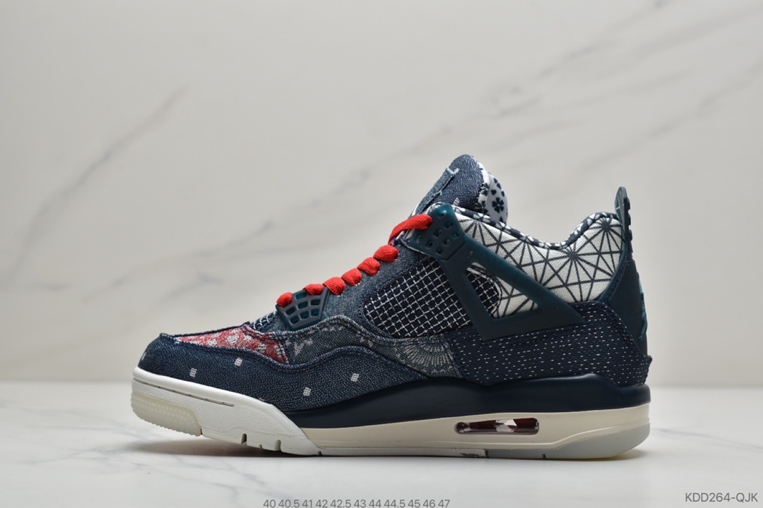 450 公司级 Air Jodan 4 Retro”Deep Ocean” 蓝白牛仔 刺子绣 CW0898-400