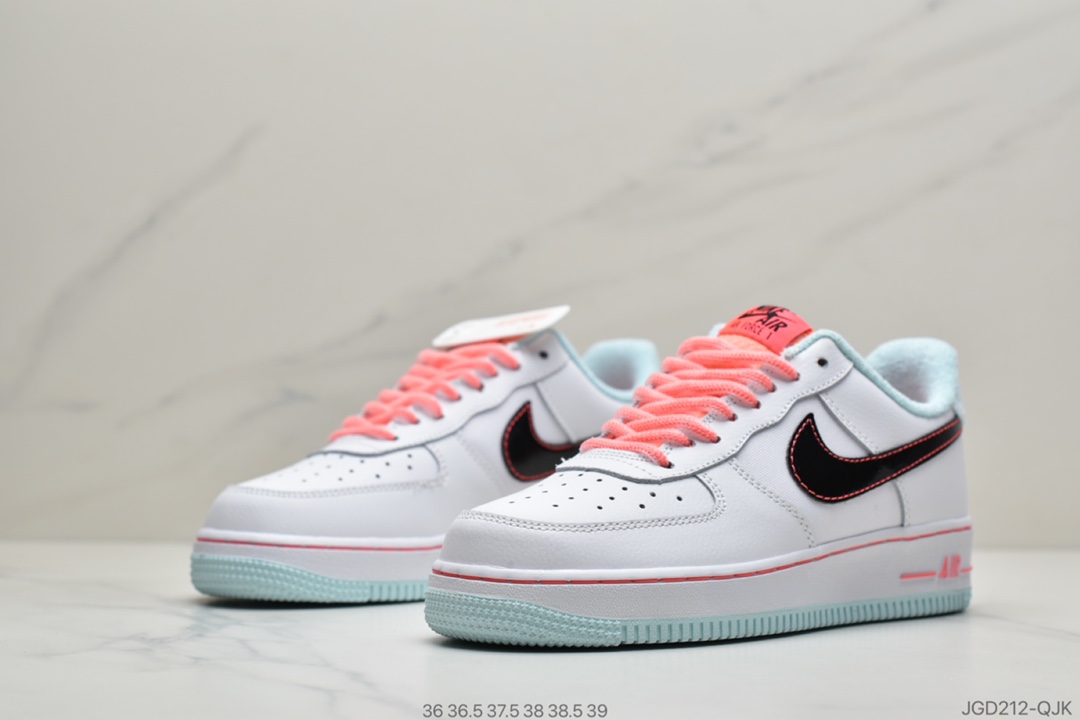 180 Nike Wmns Air Force 1’07 LV8 GS”White/Black-Flash”空军一号经典低帮百搭休闲运动板鞋“皮革白蓝粉南海岸”DD7709-100