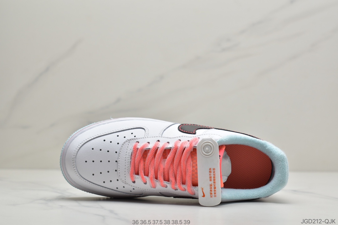 180 Nike Wmns Air Force 1’07 LV8 GS”White/Black-Flash”空军一号经典低帮百搭休闲运动板鞋“皮革白蓝粉南海岸”DD7709-100