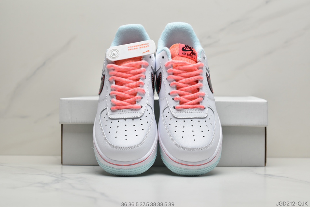 180 Nike Wmns Air Force 1’07 LV8 GS”White/Black-Flash”空军一号经典低帮百搭休闲运动板鞋“皮革白蓝粉南海岸”DD7709-100