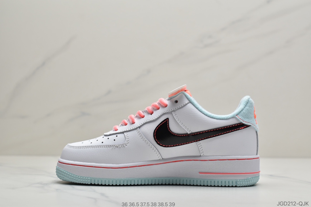180 Nike Wmns Air Force 1’07 LV8 GS”White/Black-Flash”空军一号经典低帮百搭休闲运动板鞋“皮革白蓝粉南海岸”DD7709-100