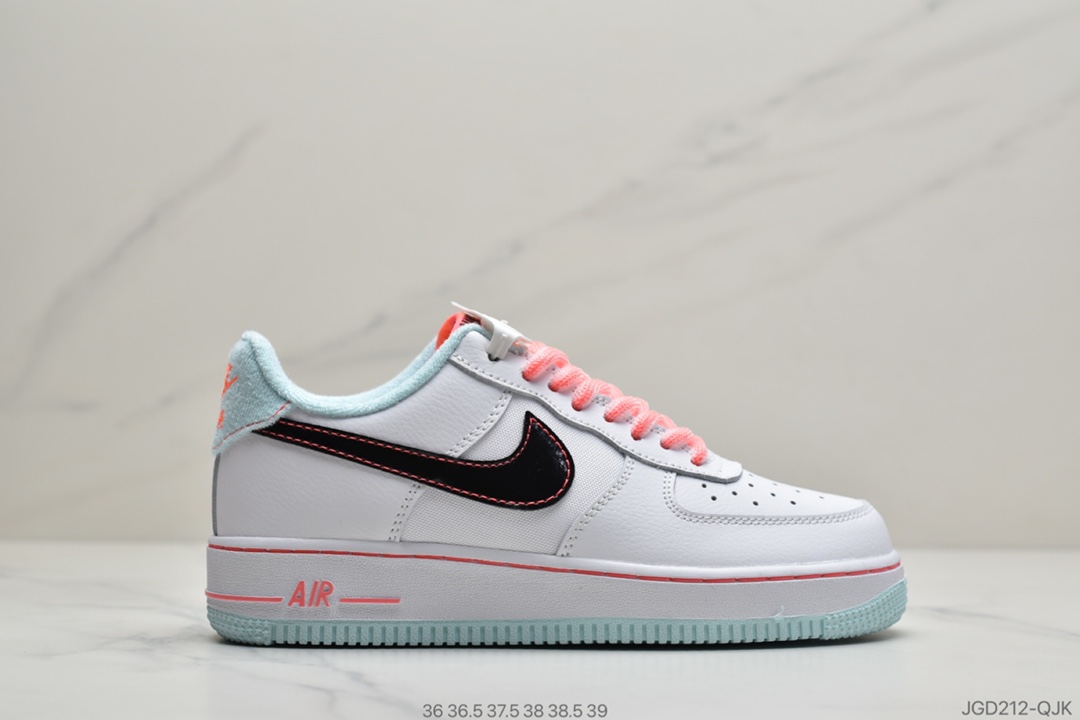 180 Nike Wmns Air Force 1’07 LV8 GS”White/Black-Flash”空军一号经典低帮百搭休闲运动板鞋“皮革白蓝粉南海岸”DD7709-100